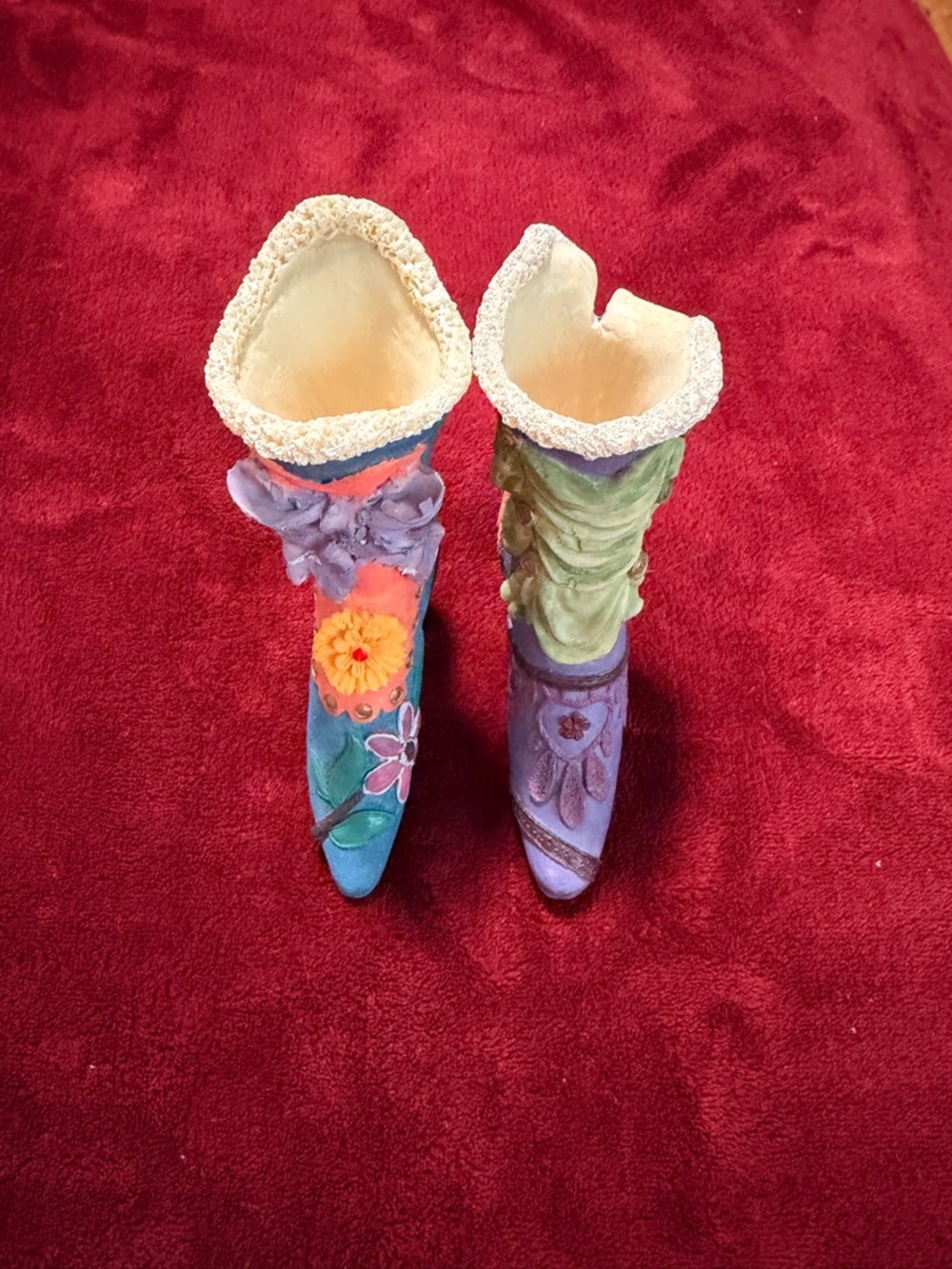 Colorful Floral Women's Decorative Boots - Purple & Teal